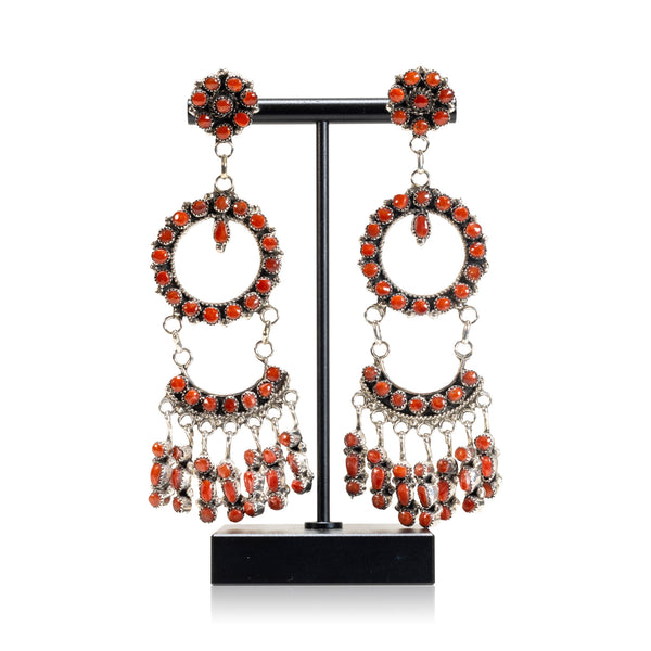 Zuni Coral Earrings, Jewelry, Earrings, Native