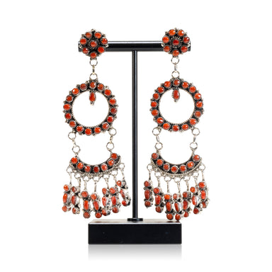 Zuni Coral Earrings, Jewelry, Earrings, Native