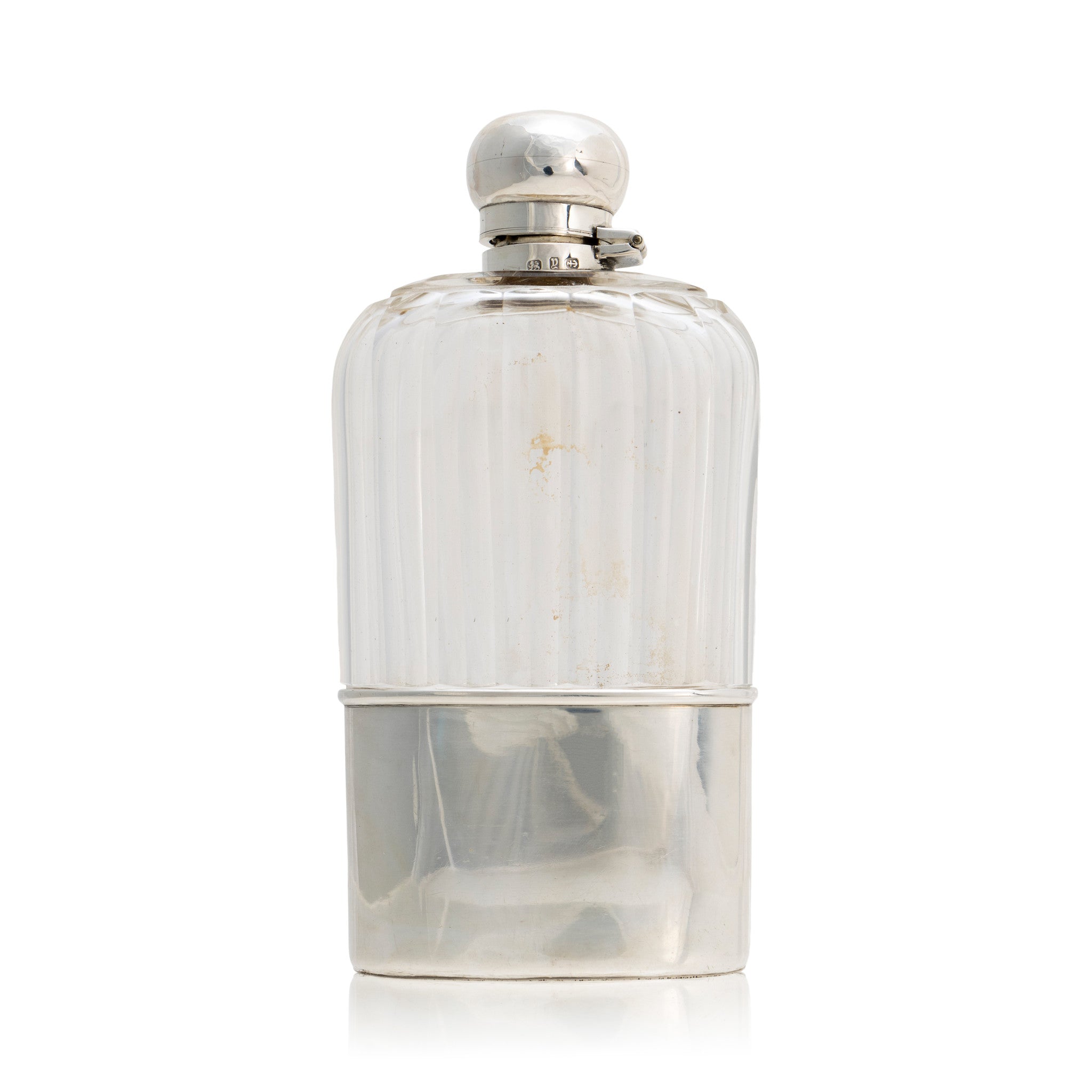 Victorian Sterling and Crystal Flask