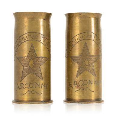 Pair of WWI Trench Art Vases, Furnishings, Decor, Trench Art