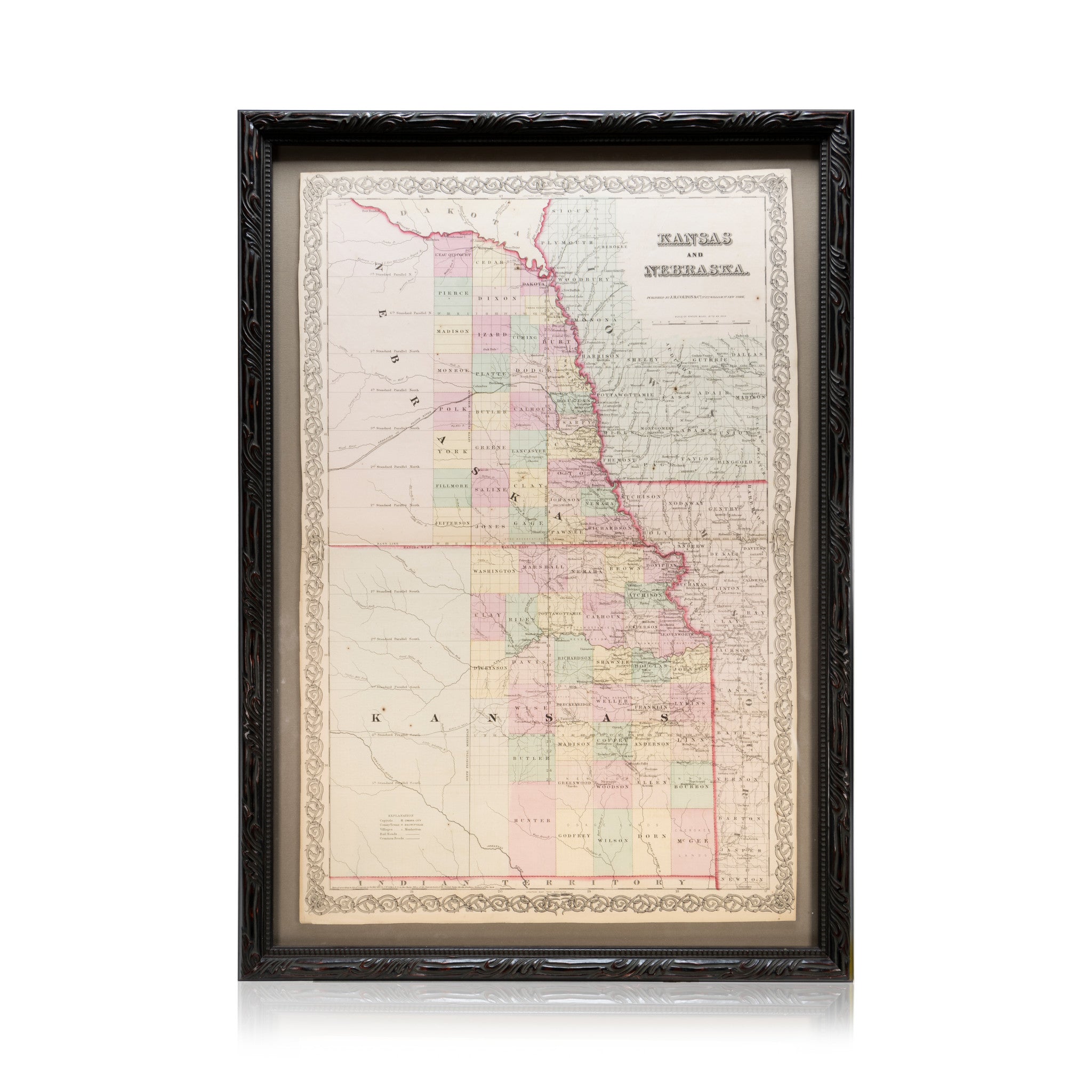 Map of Kansas & Nebraska Territorial 1857, Furnishings, Decor, Map