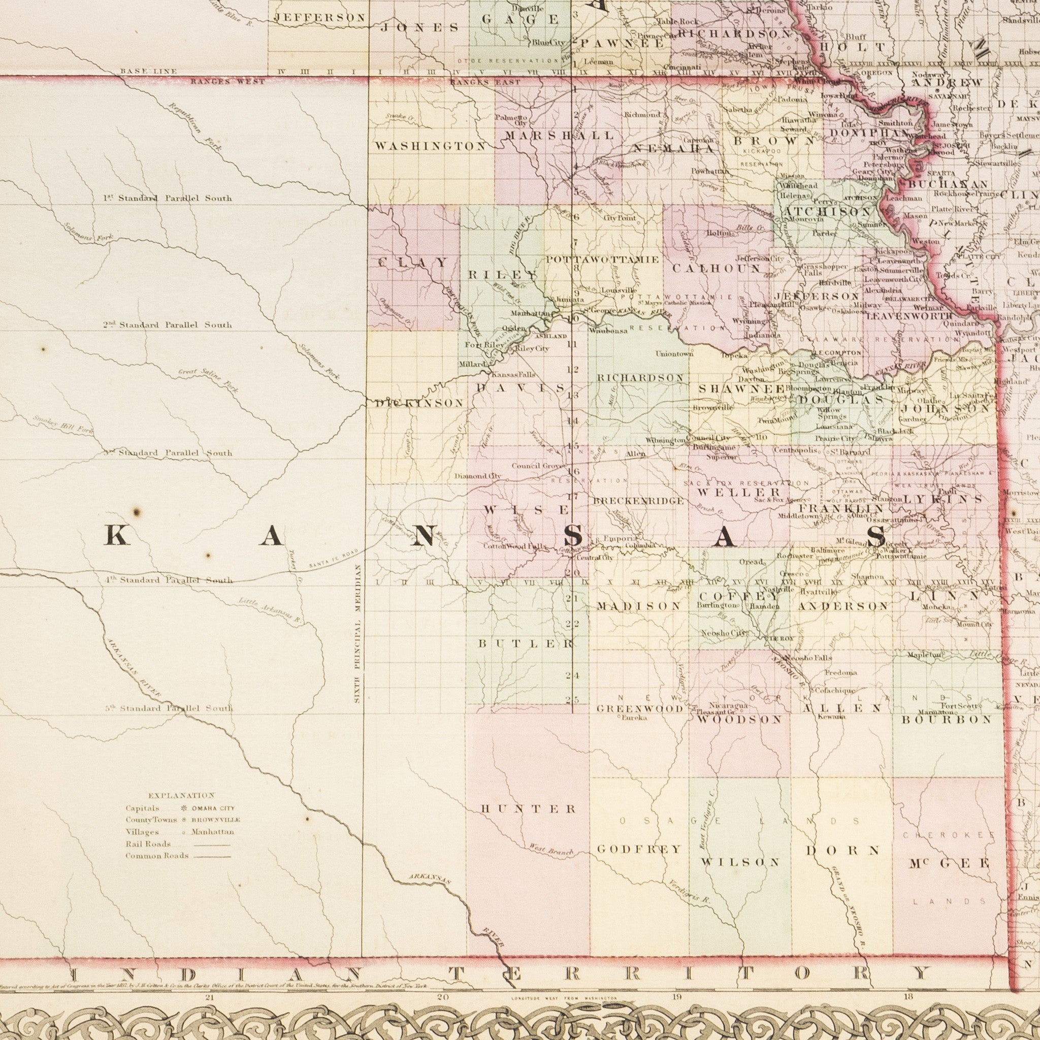 Map of Kansas & Nebraska Territorial 1857