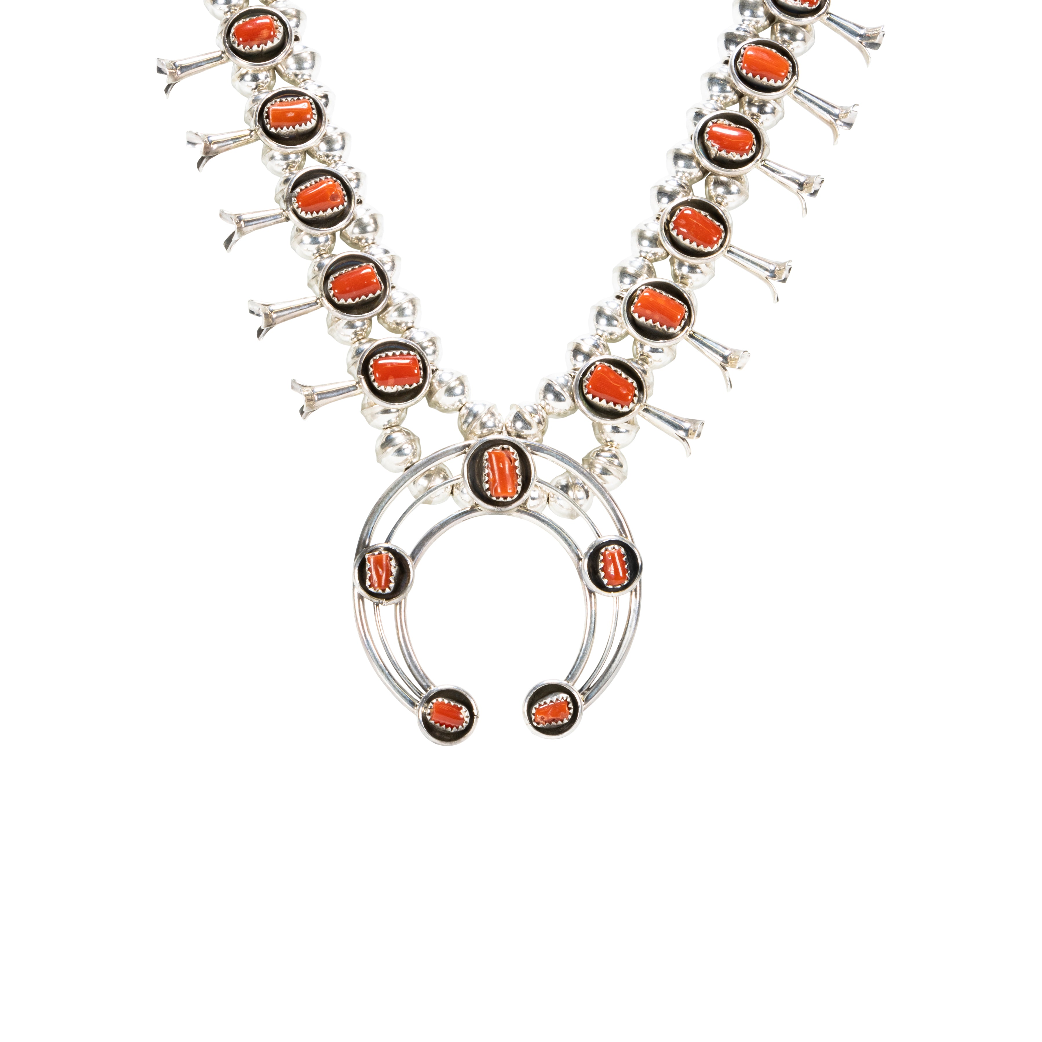 Navajo Coral Squash Blossom Set
