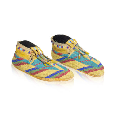 Assiniboine Beaded Moccasins, Native, Garment, Moccasins