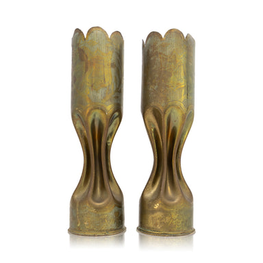 Pair Trench Art Vases, Furnishings, Decor, Trench Art