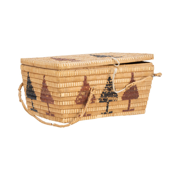 Salish Lidded Trunk, Native, Basketry, Vertical