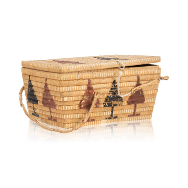 Salish Lidded Trunk, Native, Basketry, Vertical