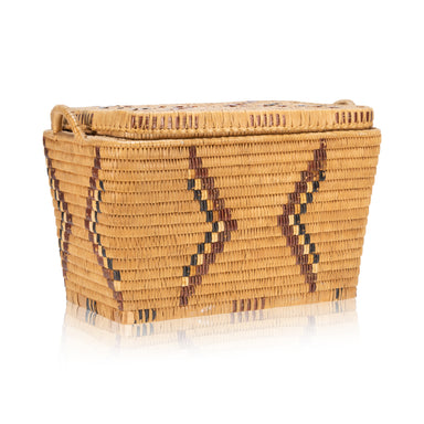 Salish Lidded Trunk, Native, Basketry, Vertical