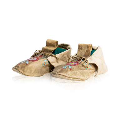 Santee Sioux Quilled Moccasins, Native, Garment, Moccasins