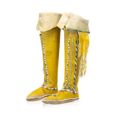 Southern Plains Hightop Moccasins, Native, Garment, Moccasins