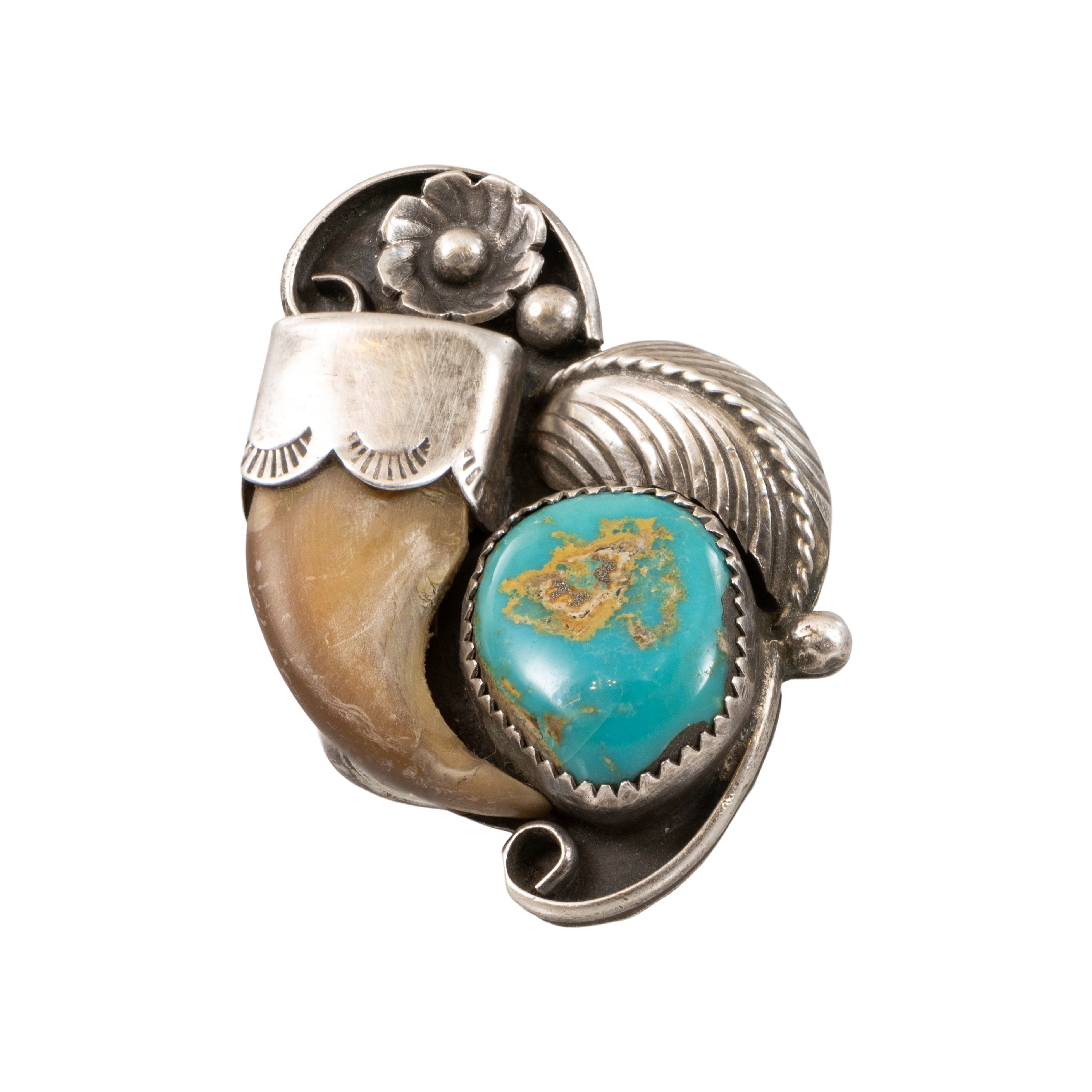 Turquoise and Bear Claw Ring