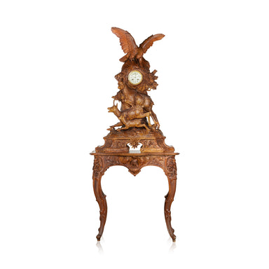 Monumental Black Forest Figural Clock with Stand, Furnishings, Black Forest, Clock