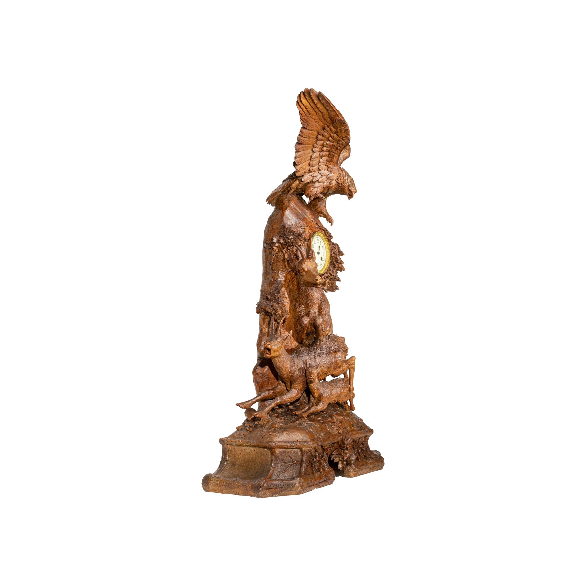 Monumental Black Forest Figural Clock with Stand