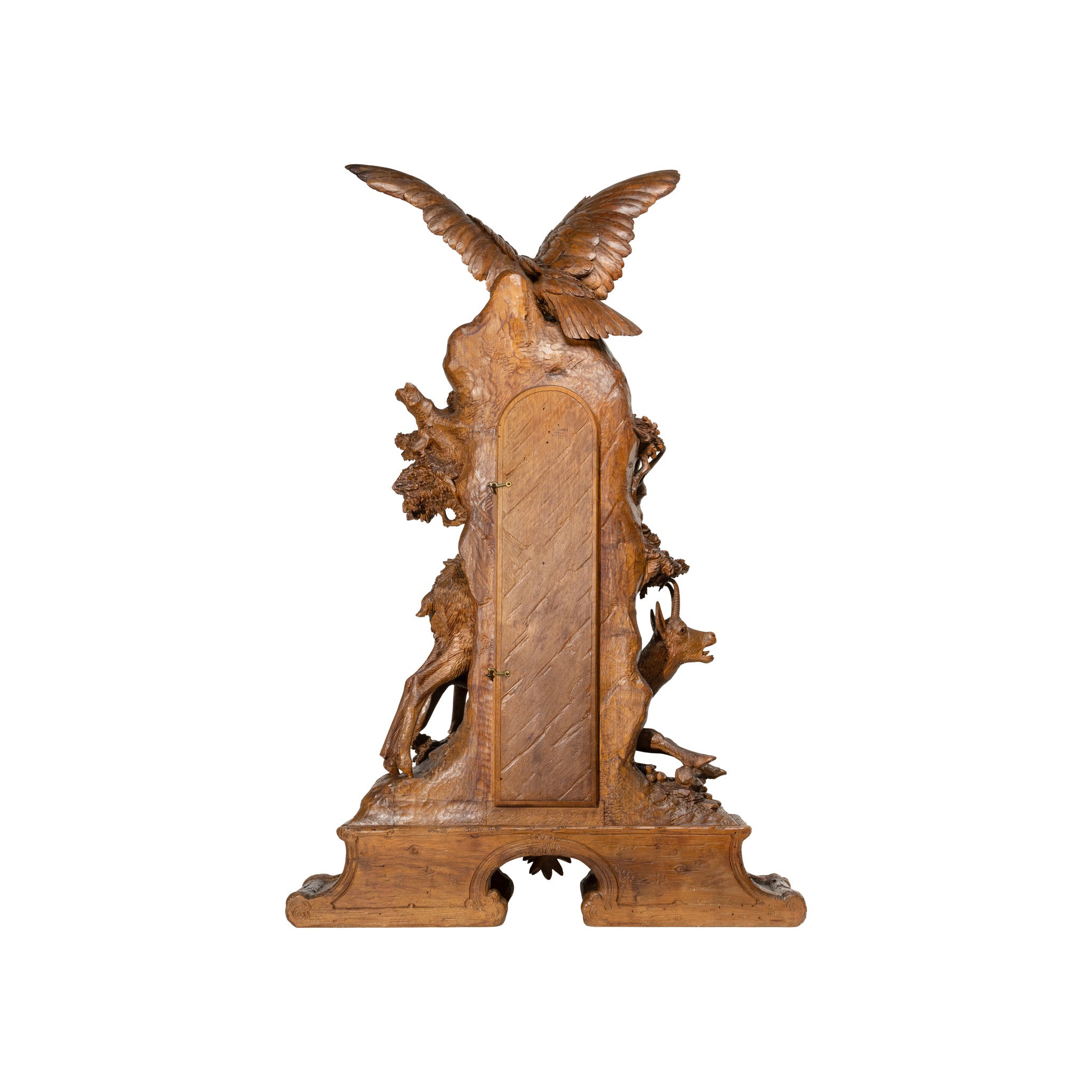 Monumental Black Forest Figural Clock with Stand