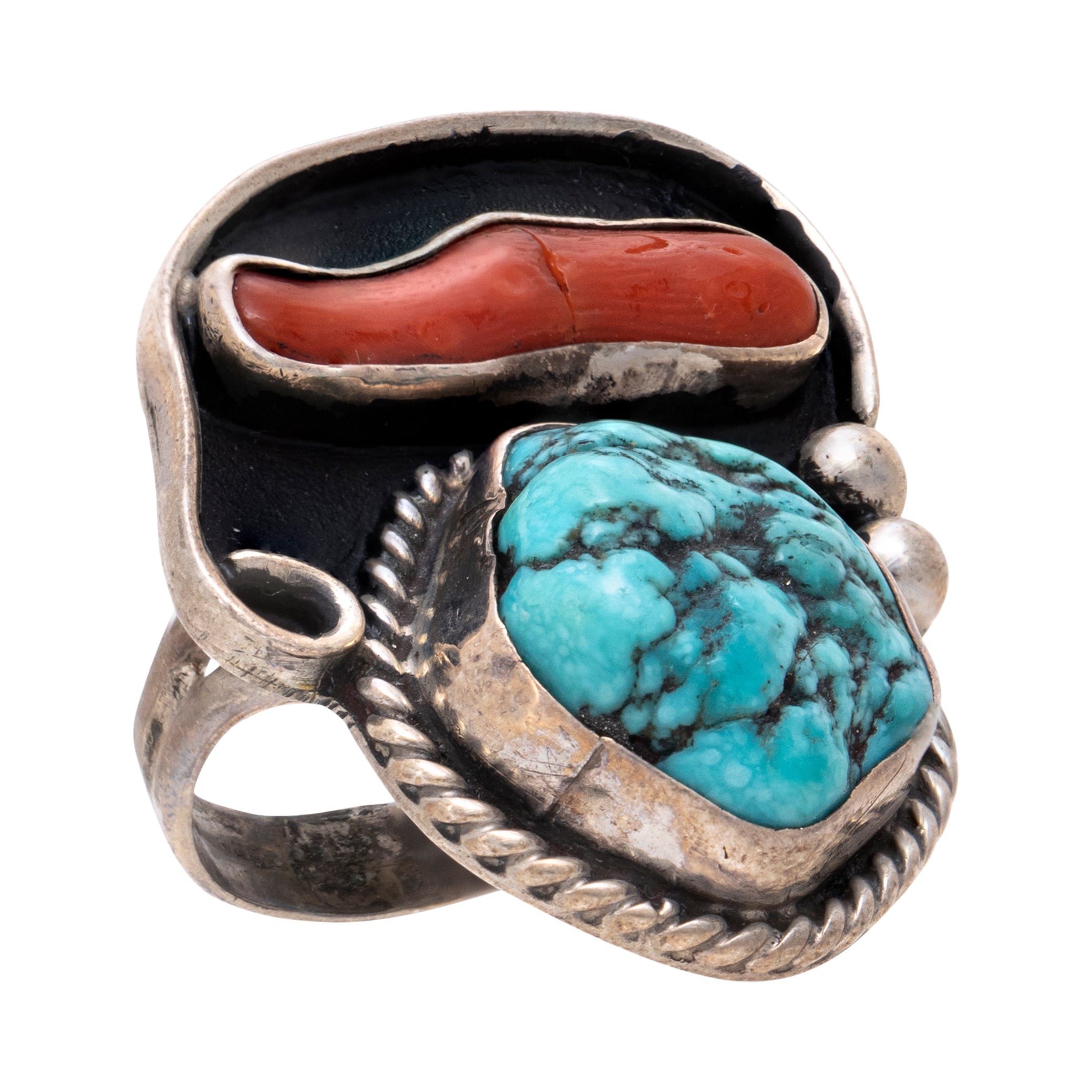 Coral and Turquoise Ring, Jewelry, Ring, Native