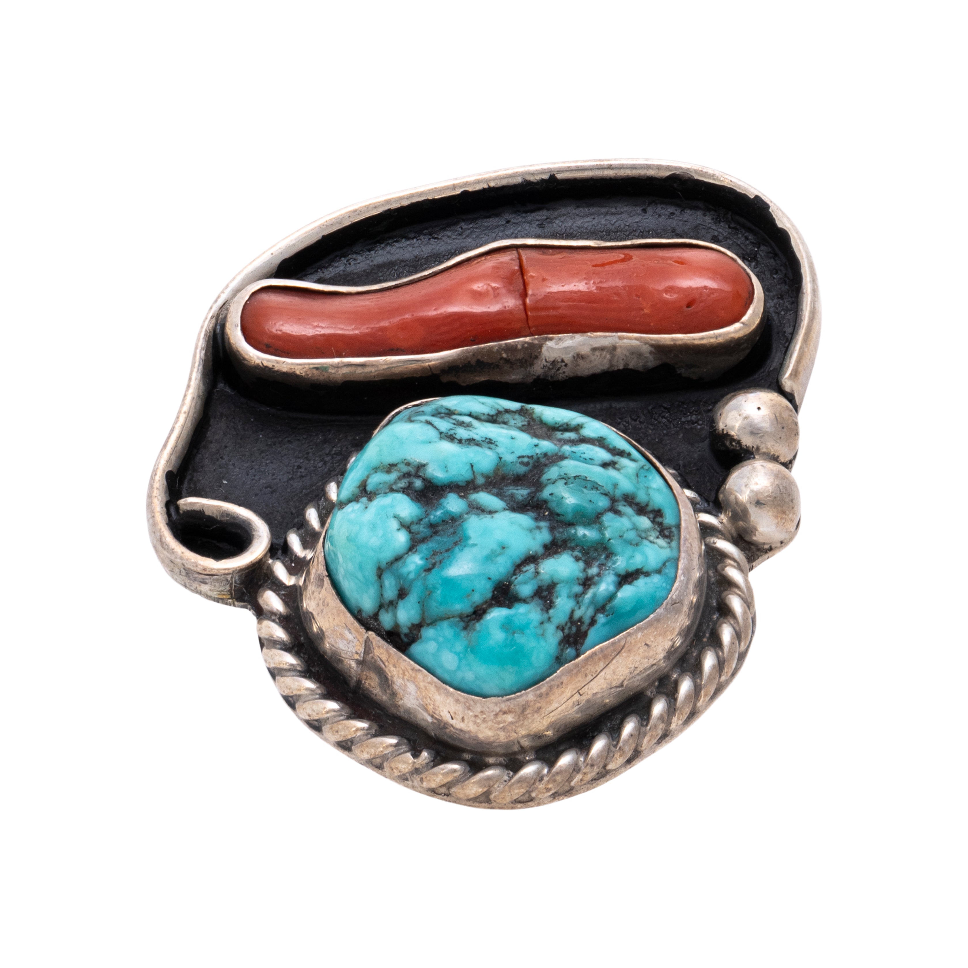 Coral and Turquoise Ring