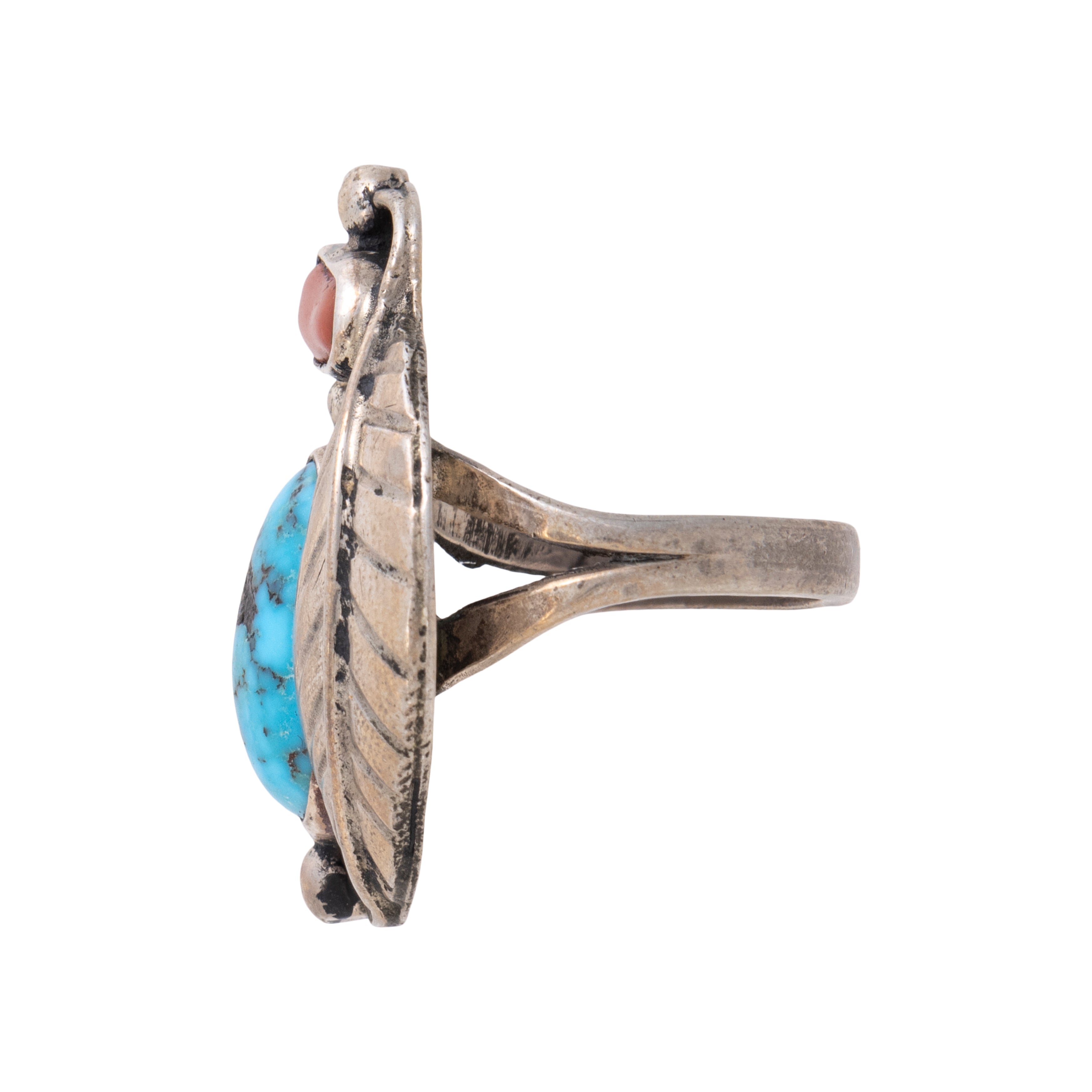 Turquoise and Coral Ring
