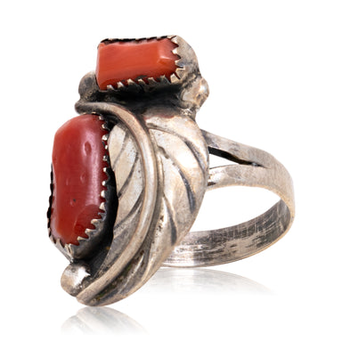 Navajo Coral and Sterling Ring, Jewelry, Ring, Native