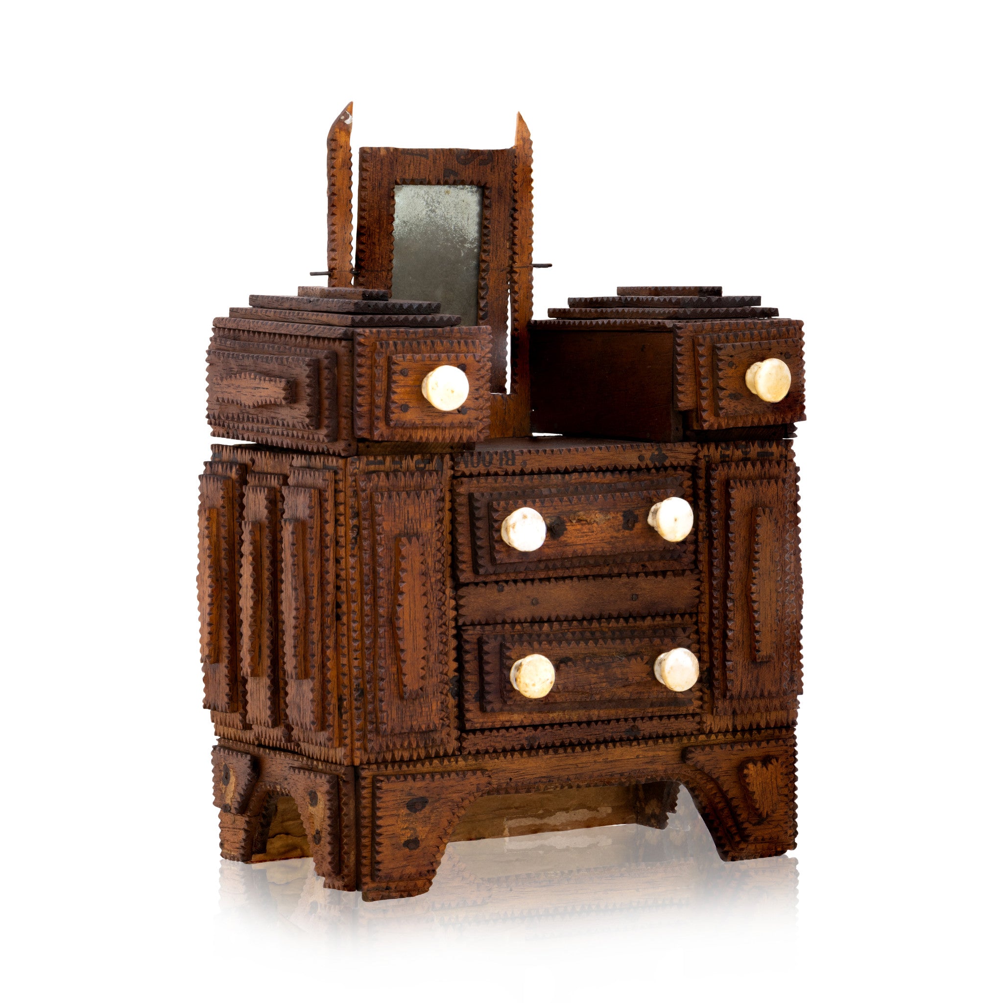 Tramp Art Miniature Dresser, Furnishings, Decor, Tramp Art