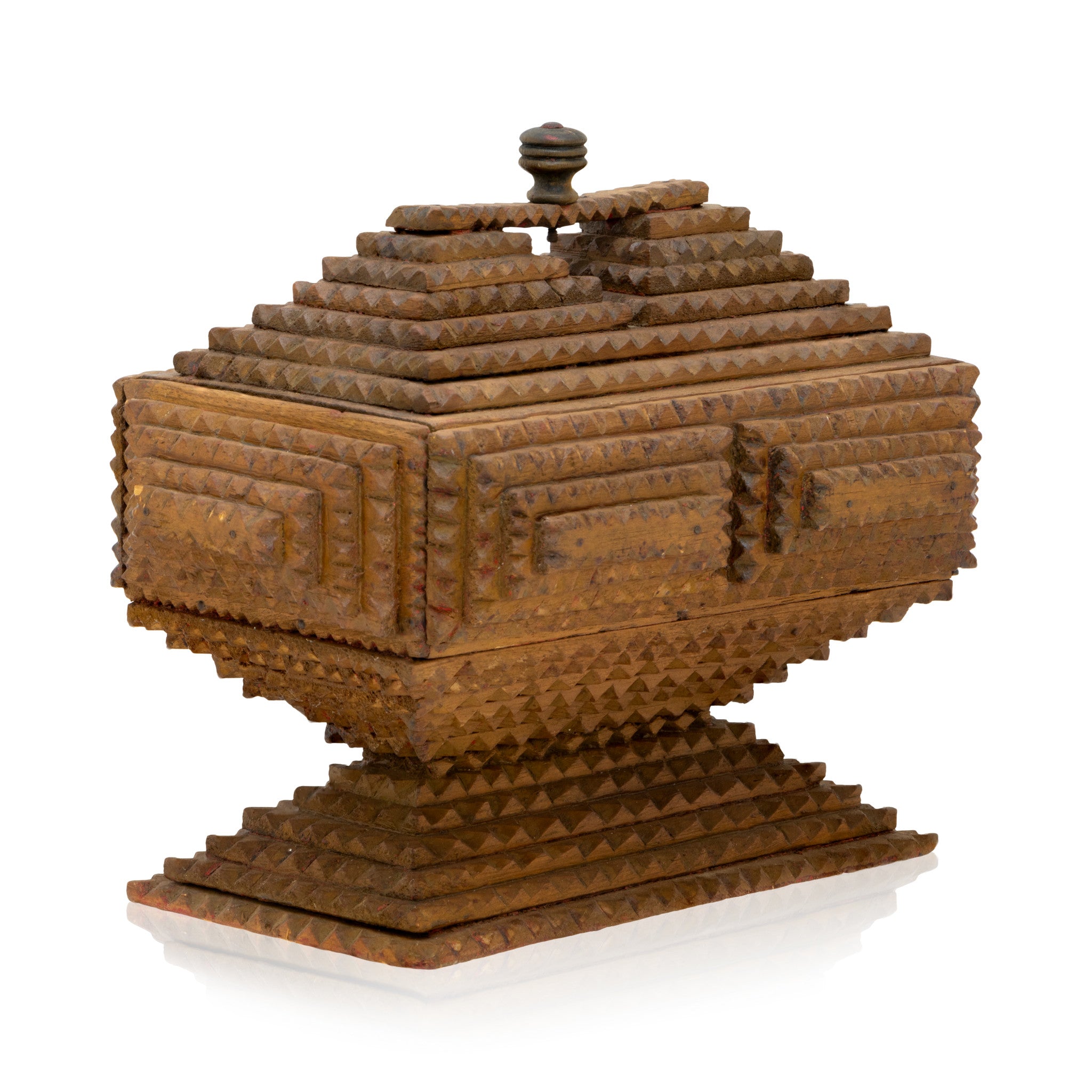 Tramp Art Pedestal Box, Furnishings, Decor, Tramp Art