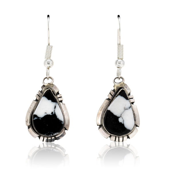Navajo White Buffalo Turquoise Earrings, Jewelry, Earrings, Native