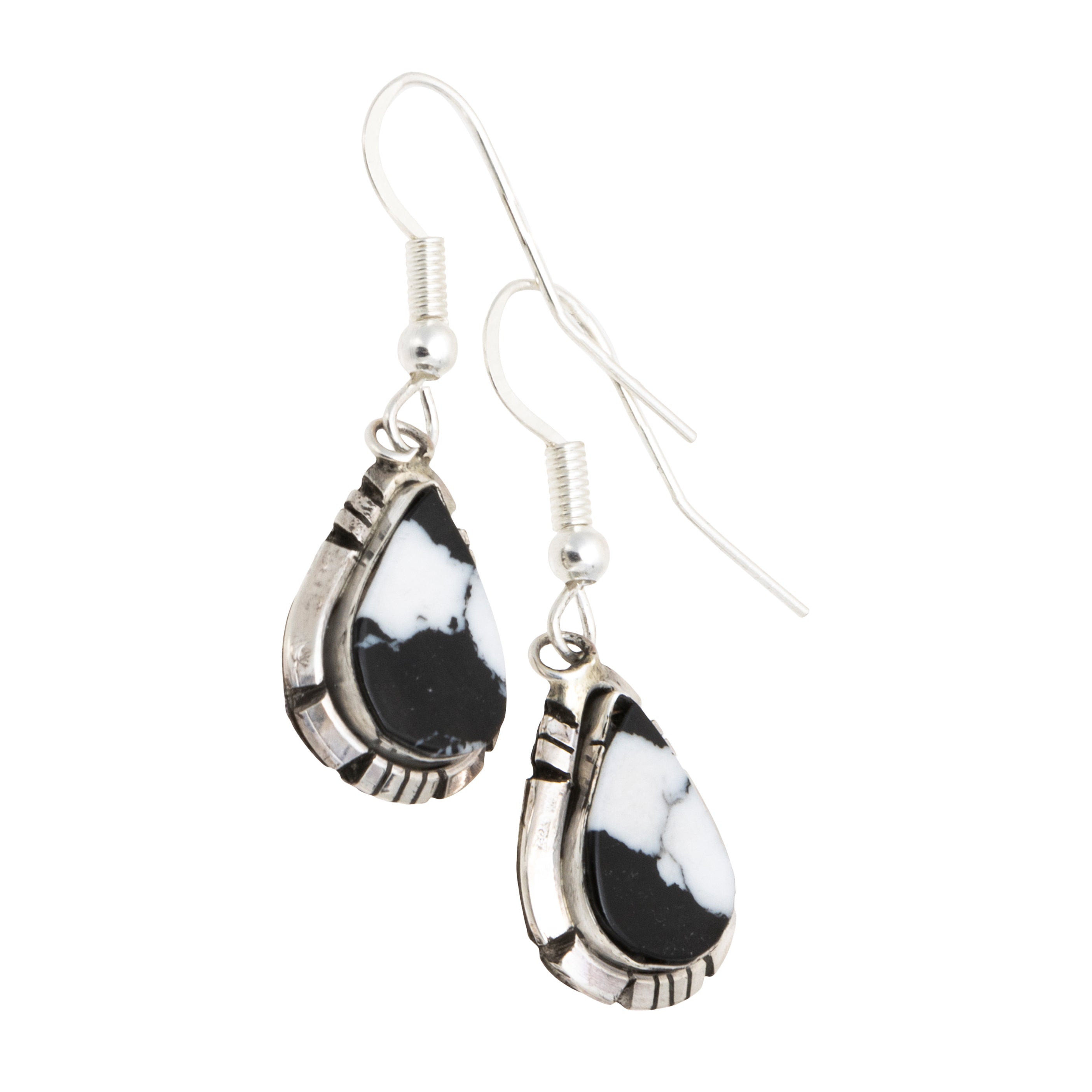Navajo White Buffalo Turquoise Earrings