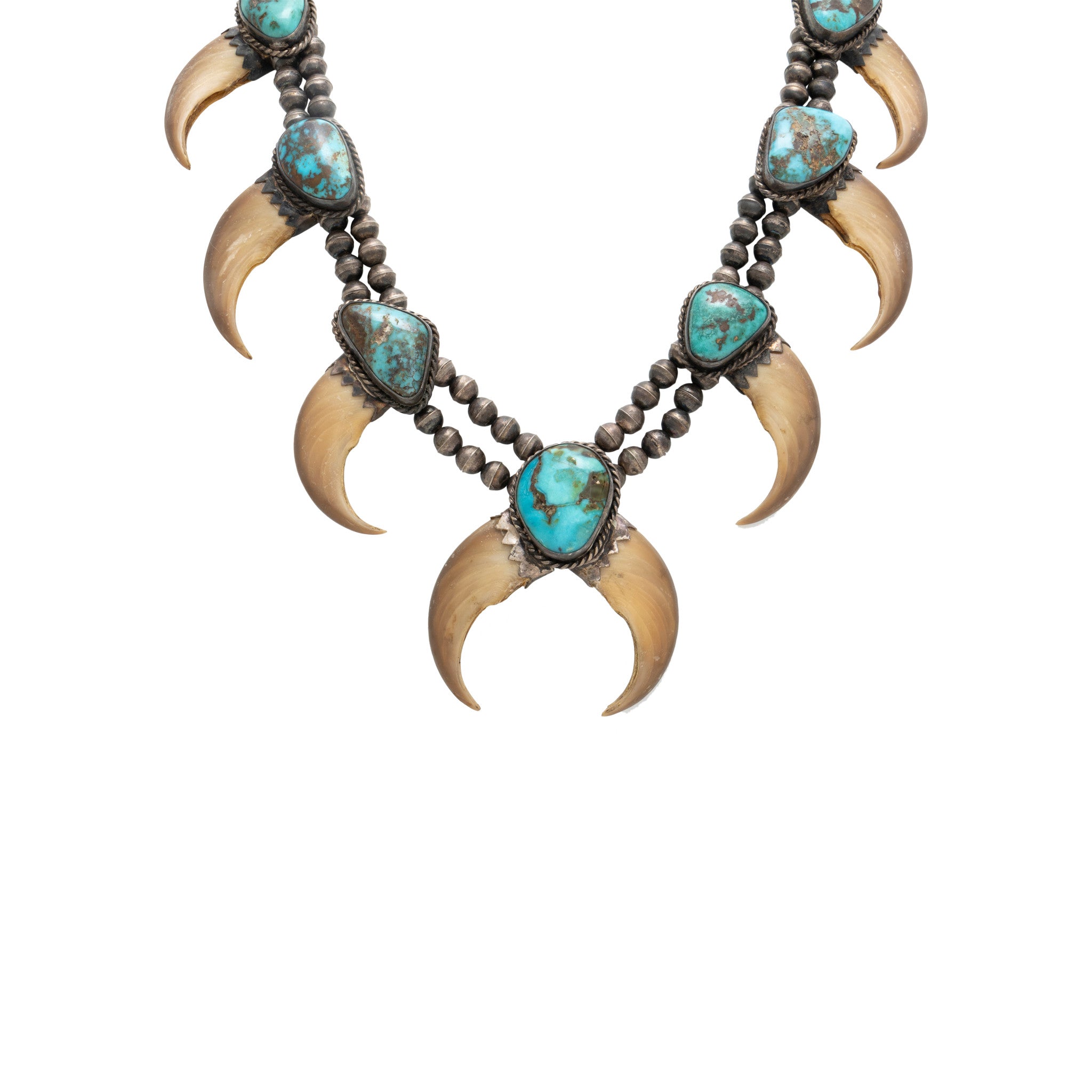 Sterling and turquoise good bear claw Necklace and earring set