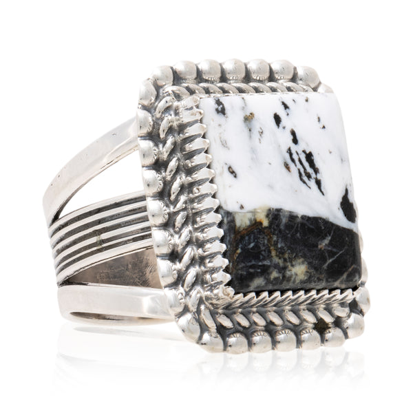 Navajo White Buffalo Turquoise Ring, Jewelry, Ring, Native