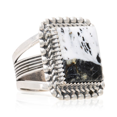 Navajo White Buffalo Turquoise Ring, Jewelry, Ring, Native