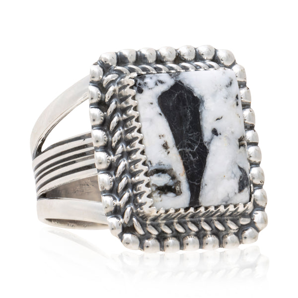 Navajo White Buffalo Turquoise Ring, Jewelry, Ring, Native