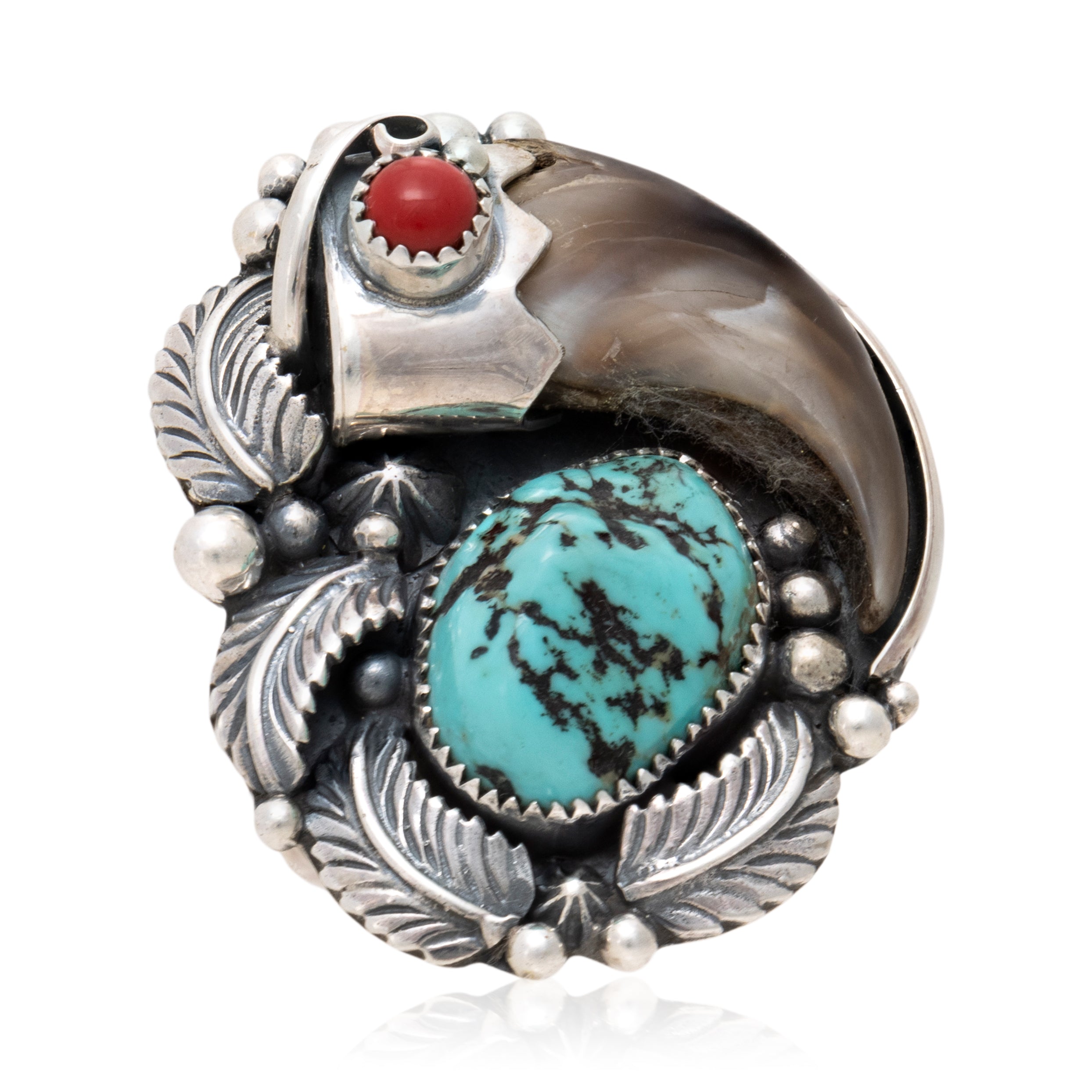 Bear Claw and Turquoise Ring, Jewelry, Ring, Native