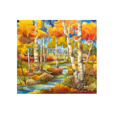 "Autumn Canopy by Stream" by Nancy Dunlop Cawdrey, Fine Art, Painting, Landscape