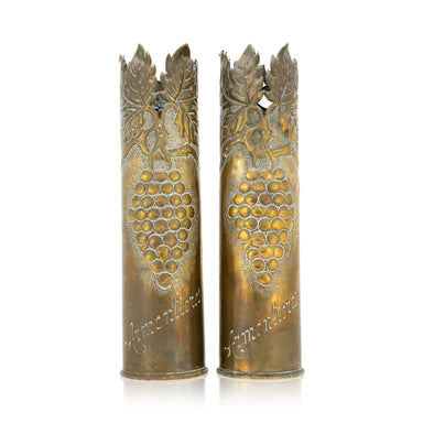 Pair Trench Art Vases, Furnishings, Decor, Trench Art