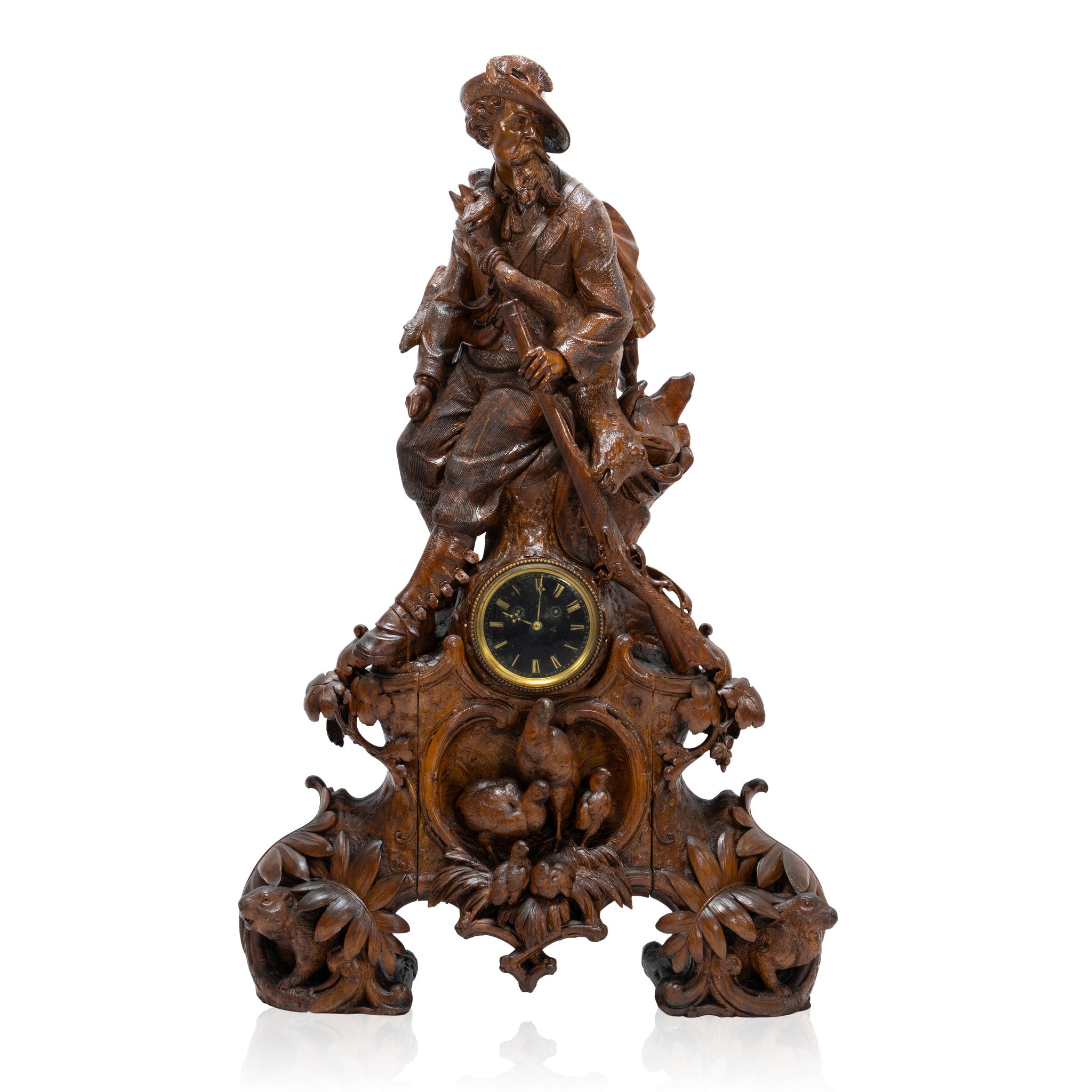 Magnificent Black Forest Mantle Clock Set