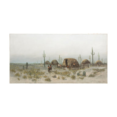 "Indian Village" by F. Schafer, Fine Art, Painting, Native American