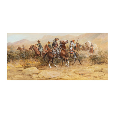 "Ambush in a Dust Storm" by Russ Vickers, Fine Art, Painting, Western