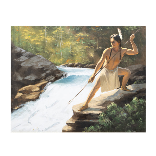 "Spearing Salmon" by Peter Darro, Fine Art, Painting, Native American