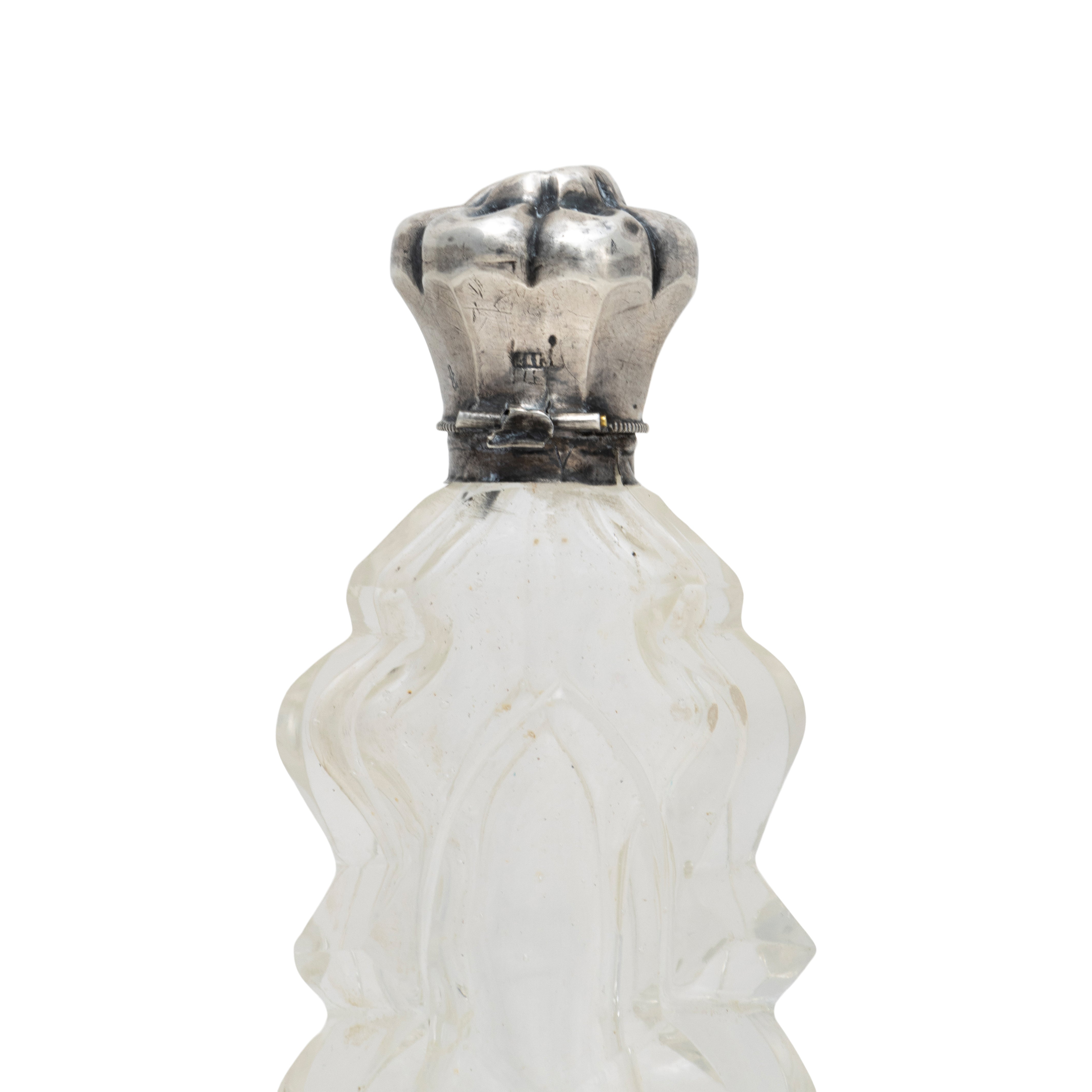 Cut Glass and Sterling Perfume Bottle