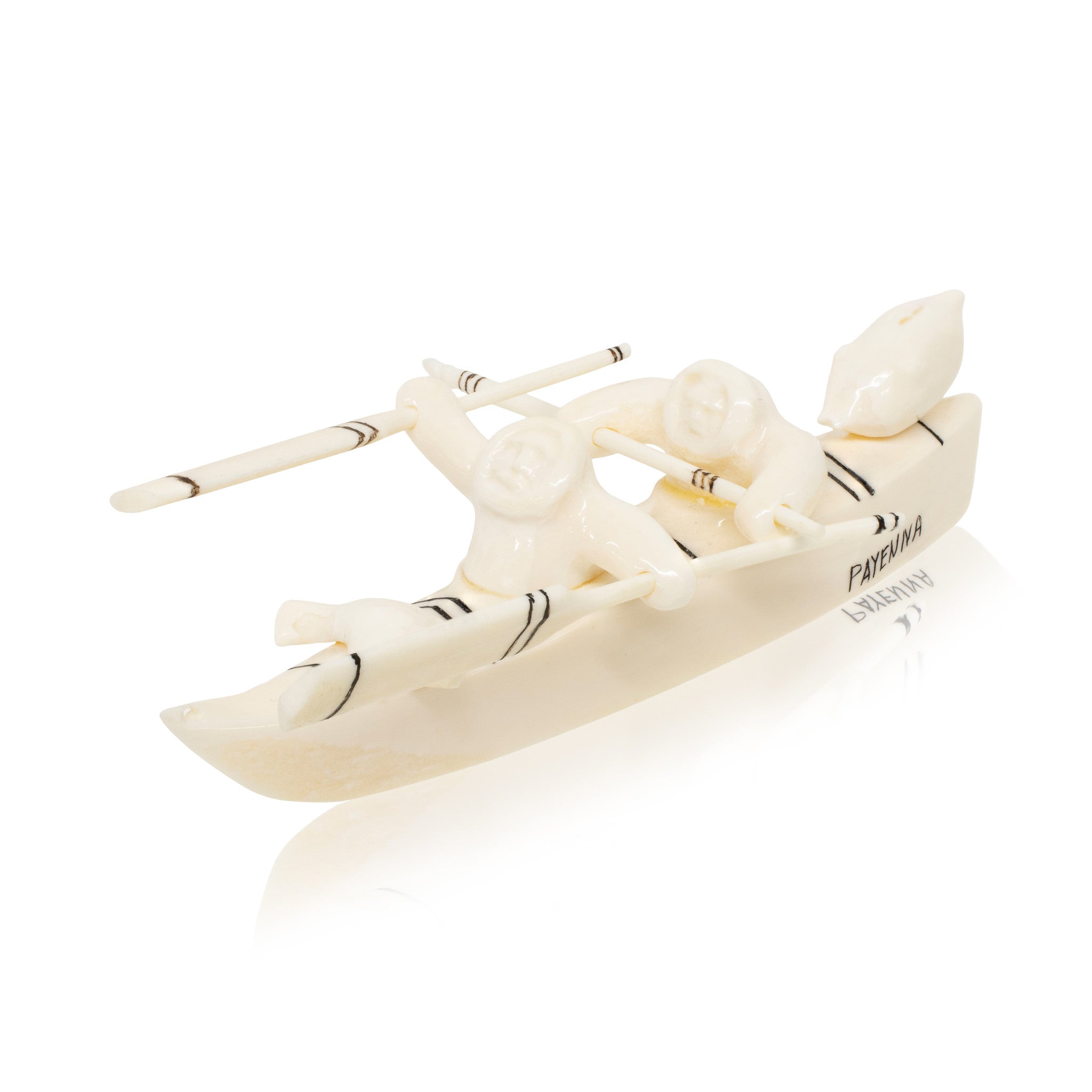 Inuit Walrus Ivory Hunters in Kayak, Native, Carving, Ivory