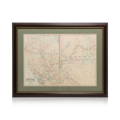 California and Nevada Map 1872, Furnishings, Decor, Map