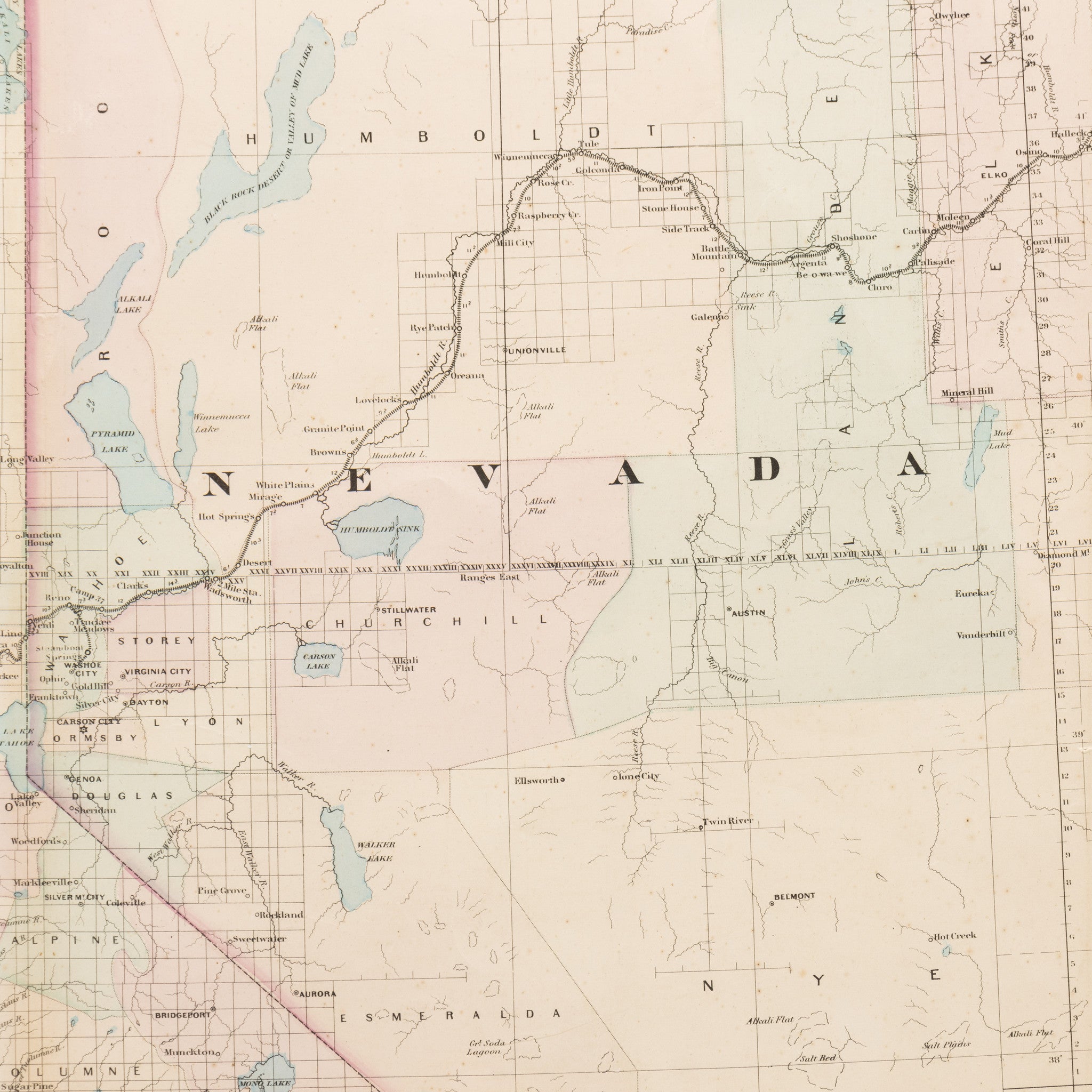 California and Nevada Map 1872