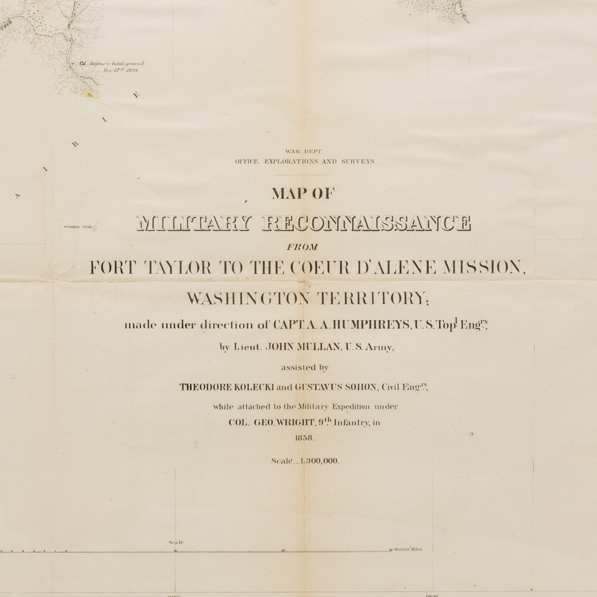 Map of Military Reconnaissance Fort Taylor to Coeur d'Alene Mission, Washington Territory