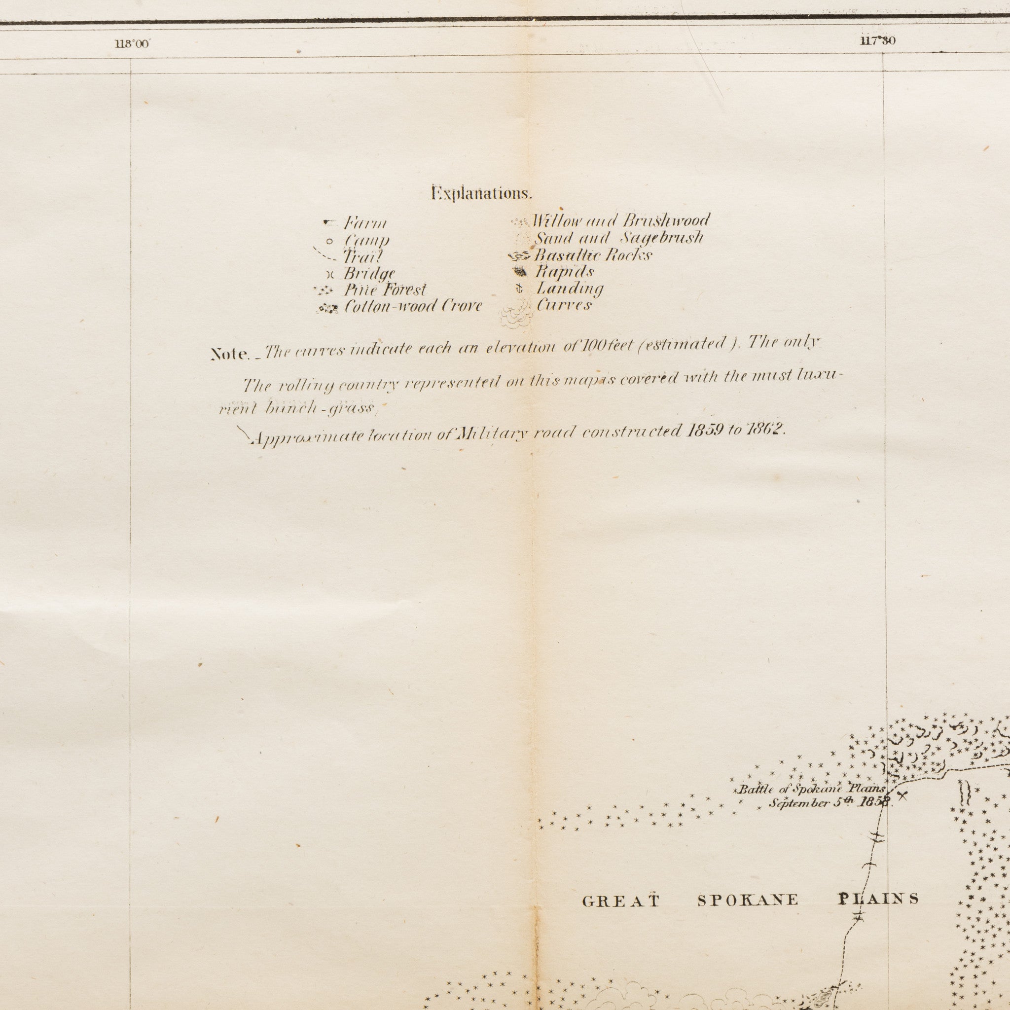 Map of Military Reconnaissance Fort Taylor to Coeur d'Alene Mission, Washington Territory