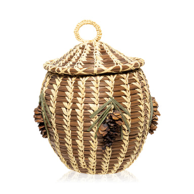 Coushatta Pine Needle Basket, Native, Basketry, Vertical