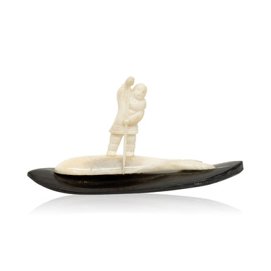 Inuit Whale Hunter, Native, Carving, Ivory