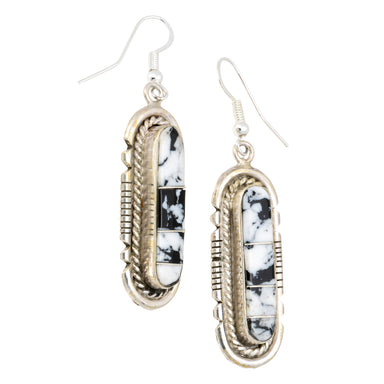 Navajo White Buffalo Turquoise Earrings, Jewelry, Earrings, Native