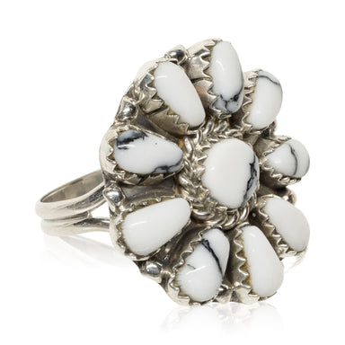 Navajo White Buffalo Turquoise Ring, Jewelry, Ring, Native