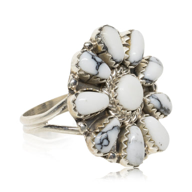 Navajo White Buffalo Turquoise Ring, Jewelry, Ring, Native