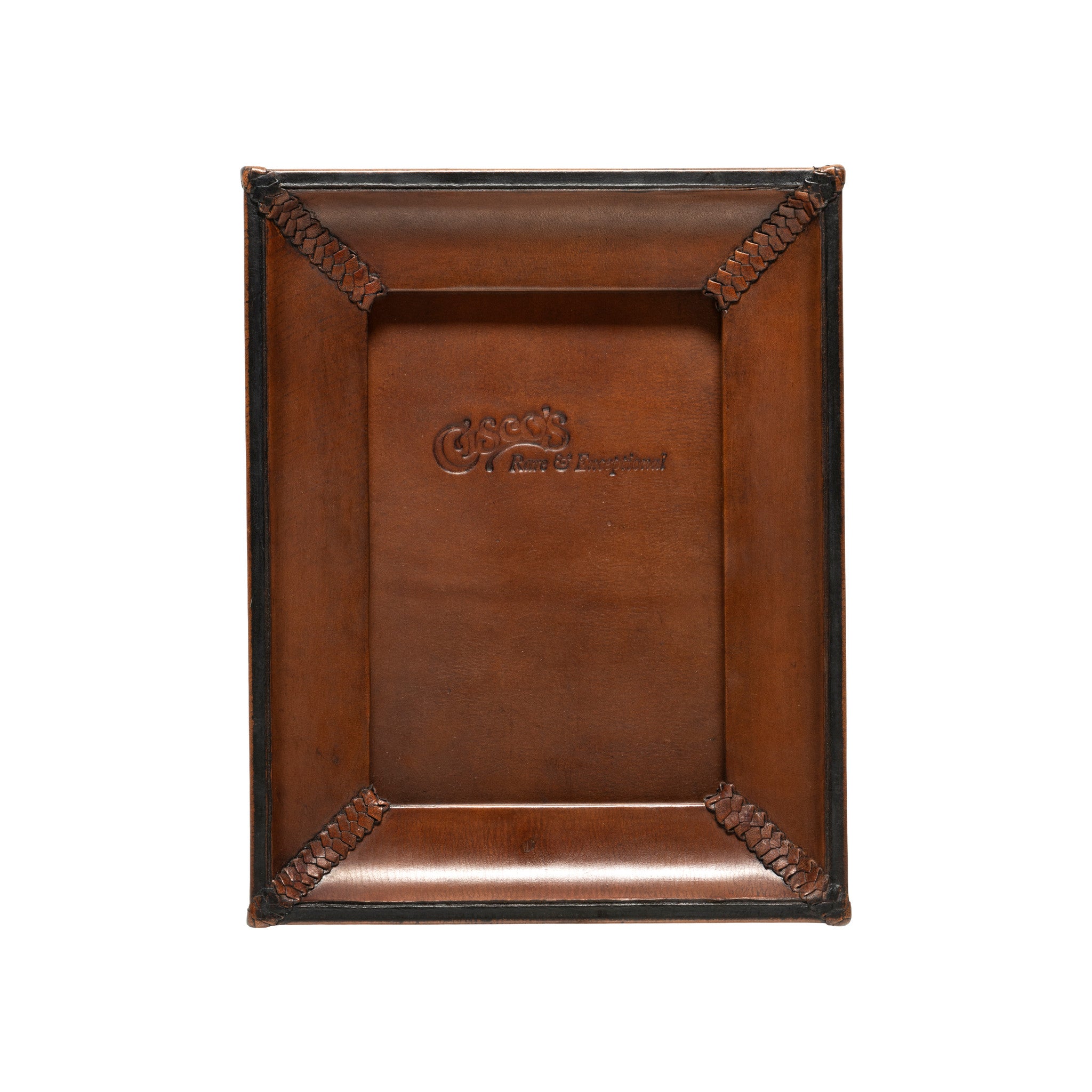 Medium Brown and Black Leather Tabletop Picture Frame - The Artisan