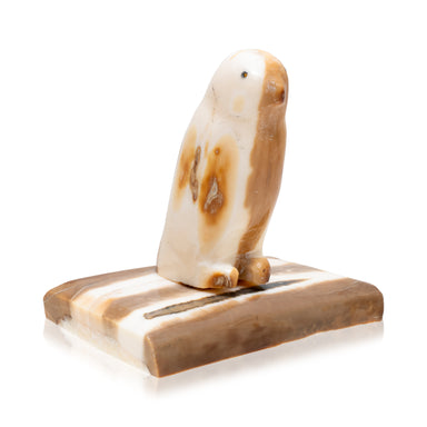 Inuit Fossilized Ivory Owl, Native, Carving, Ivory